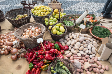 vegetables on market stall
