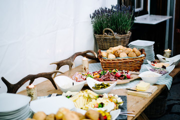 photo of an open buffet table in a house