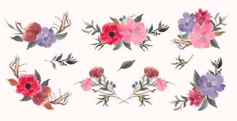 beautiful floral arrangement watercolor collection
