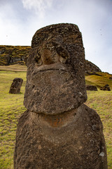 Stone statues Moai on Easter Island Rapa Nui