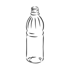Vector Single Sketch Plastic Bottle of Water. plastic bottle, container, vector sketch illustration