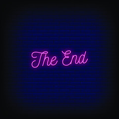 Obraz premium The End Neon Signs Style Text Vector