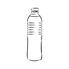 Vector Single Sketch Plastic Bottle of Water. plastic bottle, container, vector sketch illustration
