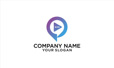 combination of play and chat logo design