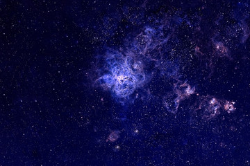 Beautiful blue space with stars and nebulae. Elements of this image were furnished by NASA.