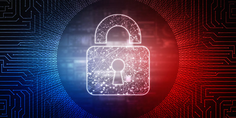 2d illustration Safety concept: Closed Padlock on digital background