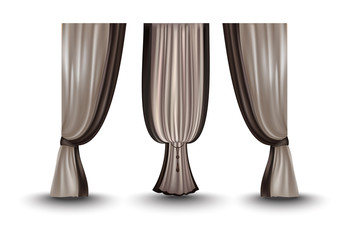 Set of realistic pleated curtains. Vector illustration
