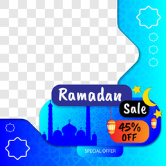 Ramadhan theme sales advertisement posters for social media posts with blue gradation background