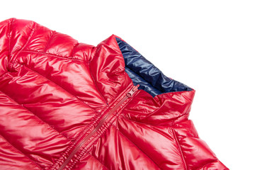 ฺBlue and red full zipper windbreaker down jacket, rain proof down jacket. Down jacket sport...