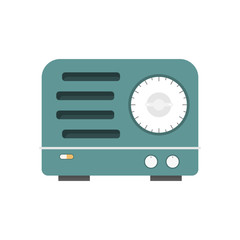 Vintage radio vector. Flat vector icon isolated on white background.
