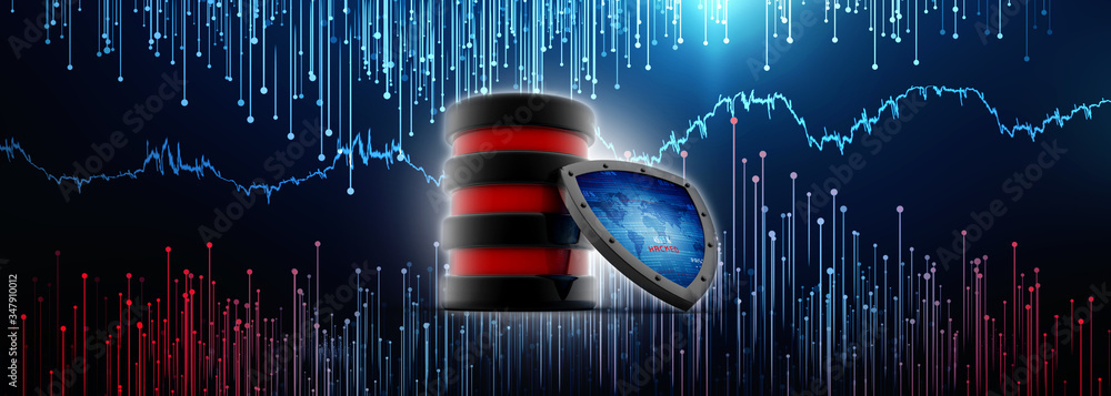 Poster 3d rendering database and computer data security concept
