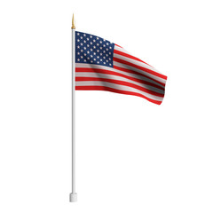 Realistic American Flag. Waving flag of the USA. 3D advertising textile vector flags. Template for products, advertizing, web banners, leaflets, certificates and postcards. Vector illustration