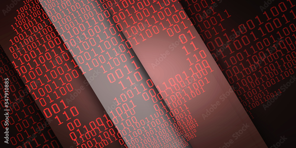 Poster 2d illustration abstract digital binary data on computer screen