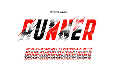 Vector of Glitch Modern Alphabet Letters and numbers, Grunge linear stylized fonts, Minimal Letters set for Futuristic, Broken, universal, Branding & other.