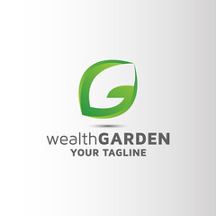 Letter G natural leaf green element logo design