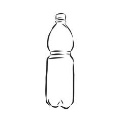 Vector Single Sketch Plastic Bottle of Water. plastic bottle, container, vector sketch illustration