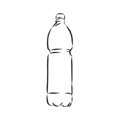 Vector Single Sketch Plastic Bottle of Water. plastic bottle, container, vector sketch illustration