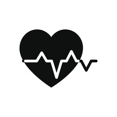 cardio heart icon, silhouette style