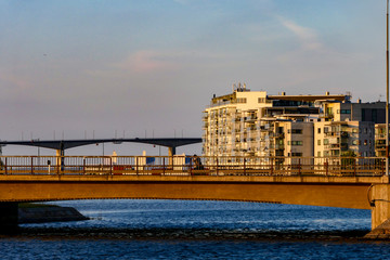 Kalmar, Sweden A modern redeveloped neighborhood by the sea called Varvsholmen and a view towards the Oland bridge. © Alexander