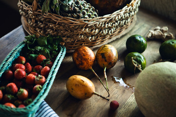 still life with basket of fruits