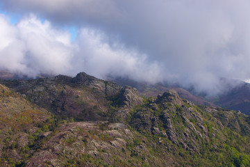 Mountain landscape with amazing morning light in Peneda-Geres National Park, Portugal
