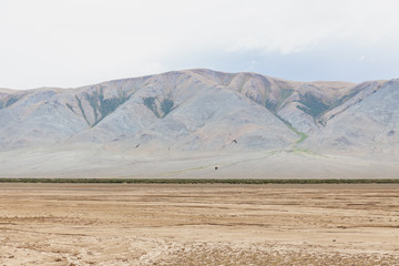 Fototapeta na wymiar Typical landscapes of Mongolia. , desert mountain slopes and valleys.