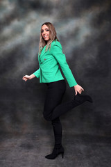 Beautiful, glamourous blonde girl posing in studio on isolated background. Style, trends, fashion...
