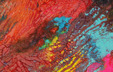 Abstract acrylic and watercolor smear blot painting. Saturated Color horizontal texture background.