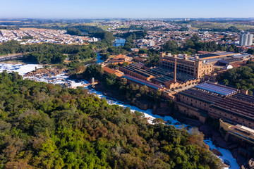 Fototapeta premium Tiete river memorial seen from the top in Salto, Sao Paulo, Brazil