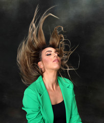 Beautiful, glamourous blonde girl posing in studio on isolated background. Style, trends, fashion...