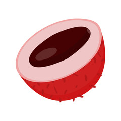 Isometric style icon.Half fresh lychee icon.Vector illustration for web design isolated on white background.