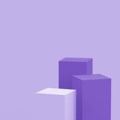 Fototapeta premium 3d purple violet and white cubes square podium minimal studio background. Abstract 3d geometric shape object illustration render. Display for cosmetic perfume fashion product.