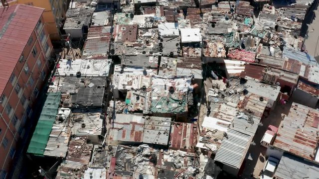 Aerial view of the informal housing in Alexandra Township, South Africa.