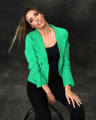 Beautiful, glamourous blonde girl posing in studio on isolated background. Style, trends, fashion...