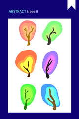 vector set of hand-drawn trees