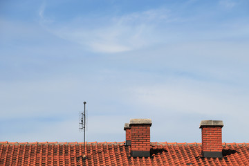 Three chimneys on the roof	