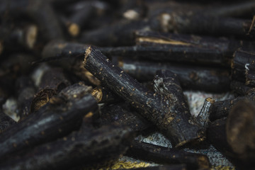 Oak branches material for cognac