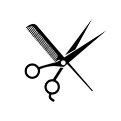 scissors and comb icon, symbol vector - obrazy, fototapety, plakaty