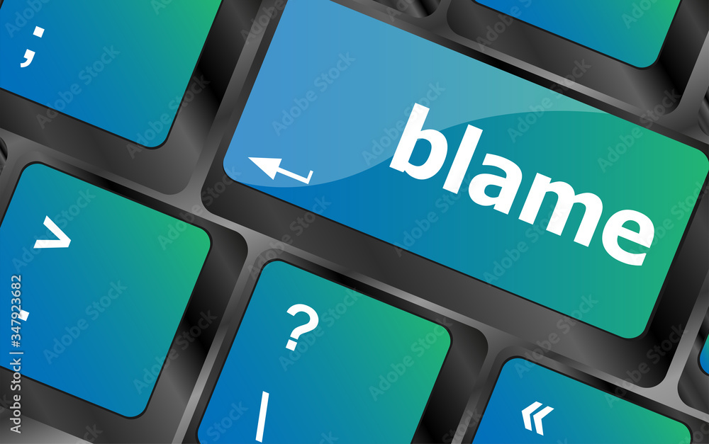 Poster blame button on computer pc keyboard key