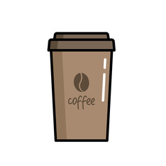Vector illustration of an isolated coffee cup on a white background. Flat style plastic coffee cup.