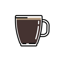Vector illustration of an insulated black coffee cup on a white background. Flat style glass coffee cup.