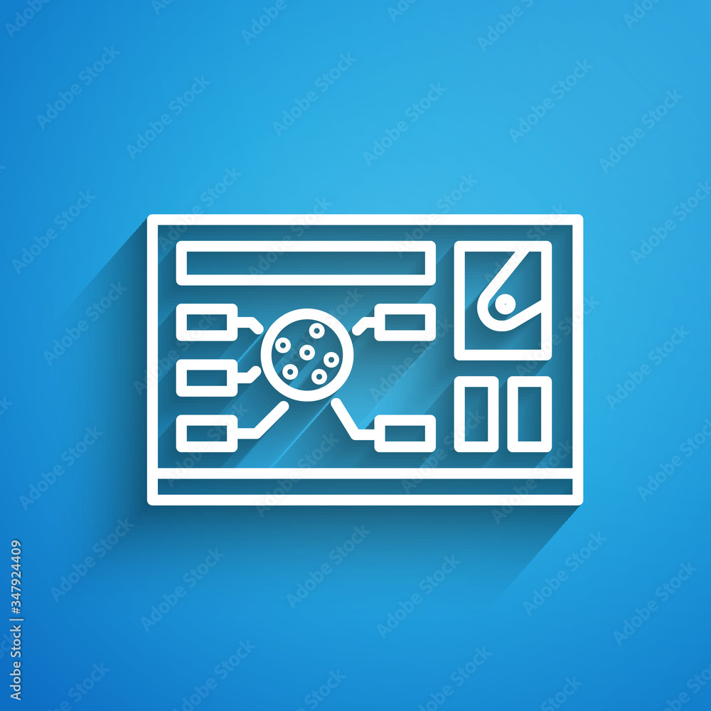 Poster white line futuristic hud interface icon isolated on blue background. hologram ui infographic, inter