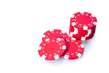 Casino chips on white background isolated