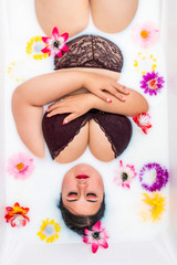 Fototapeta na wymiar woman in sensual red lingerie