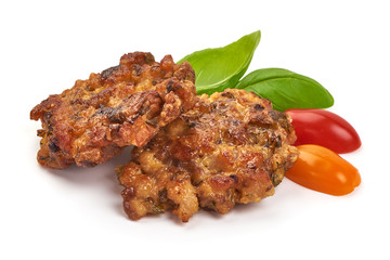 Homemade Chicken Patties, isolated on white background