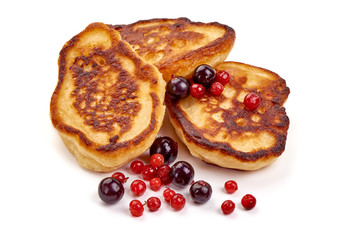 Pancakes, traditional Dutch cuisine, isolated on white background