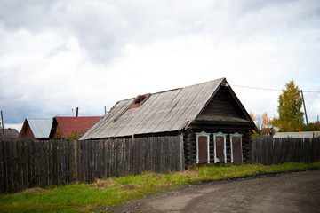 Old rustic wooden house in the countryside, Russia
