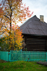 Fototapeta na wymiar Old rustic wooden house in the countryside, Russia
