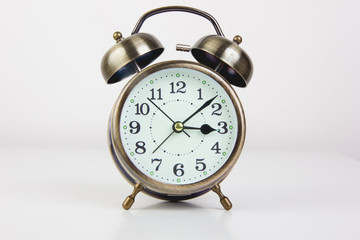 Round Vintage Alarm Clock Bronze Framed