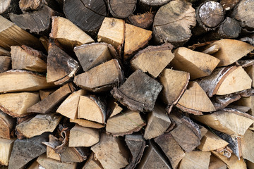 Stack of wood near fireplace